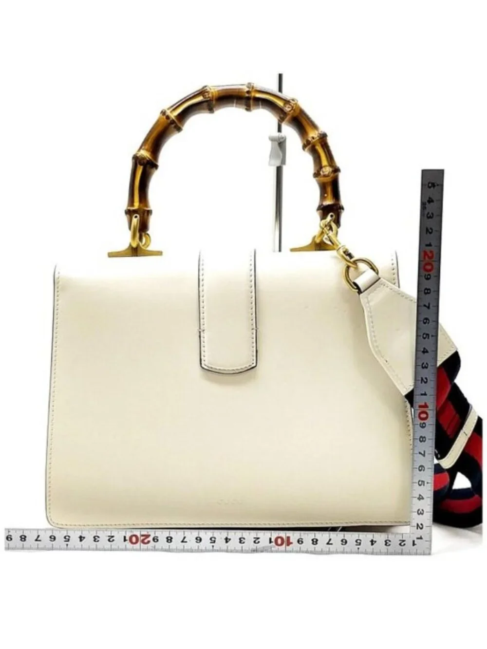 Authentic Gucci Dionysus Bamboo Top Handle Leather Bag White Red Blue Crossbody